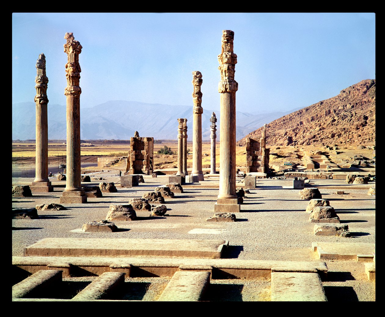 Generell oversikt over Apadana (publikumshallen) grunnlagt ca. 518 f.Kr av Achaemenid