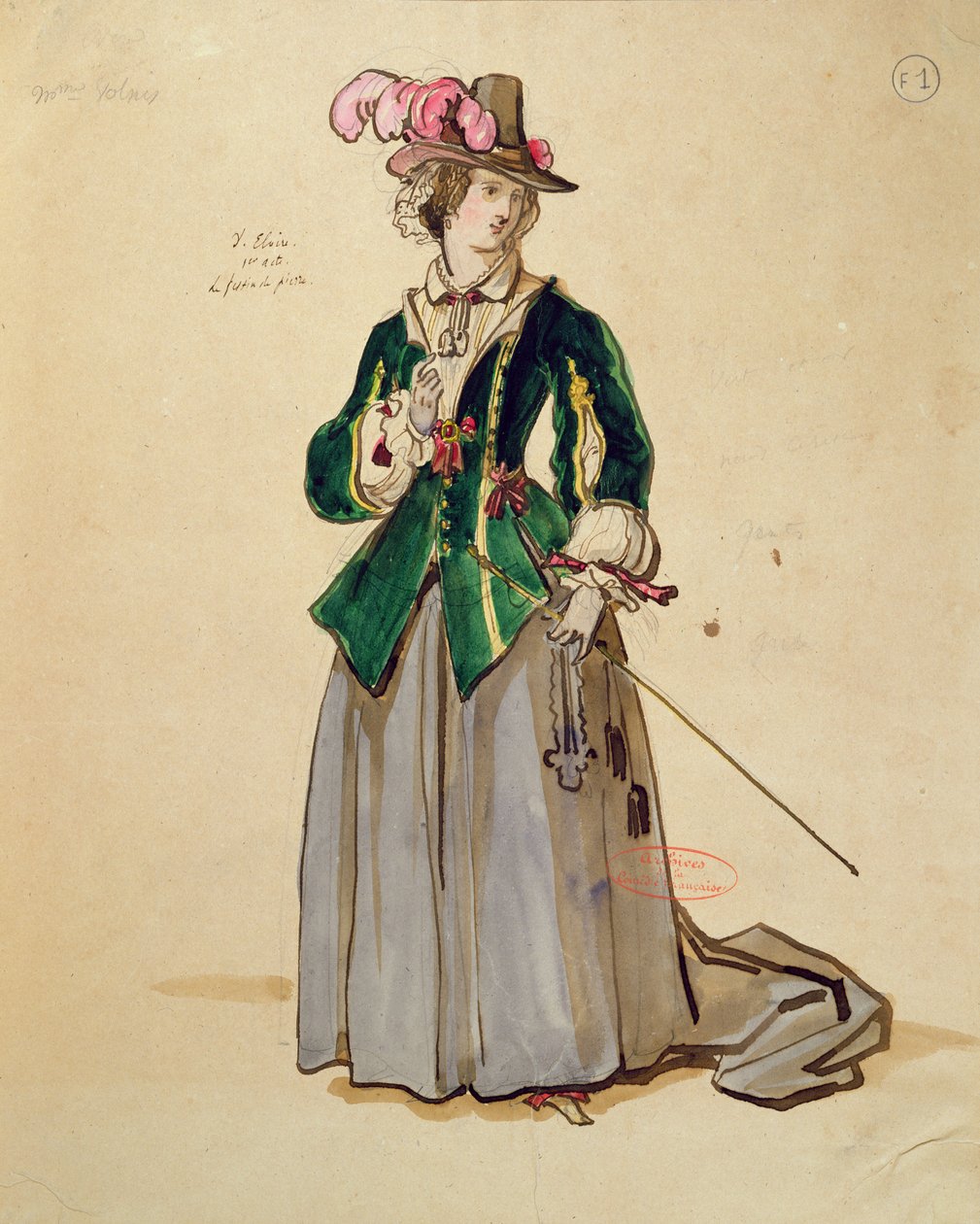 Kostymedesign for Dona Elvire i en produksjon fra 1847 av 