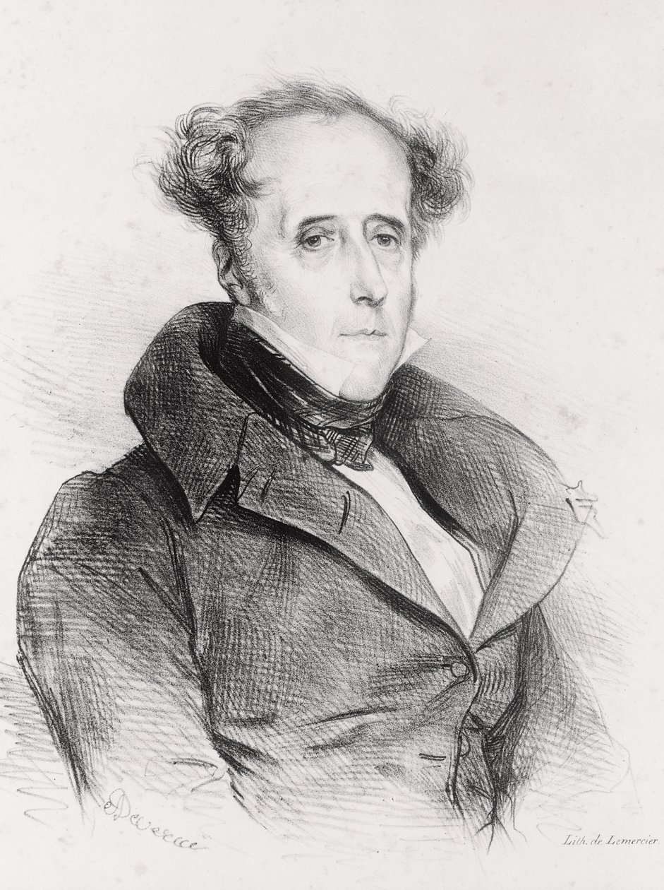 Francois-Rene, Vicomte de Chateaubriand, gravert av Lemercier av Achille Devéria
