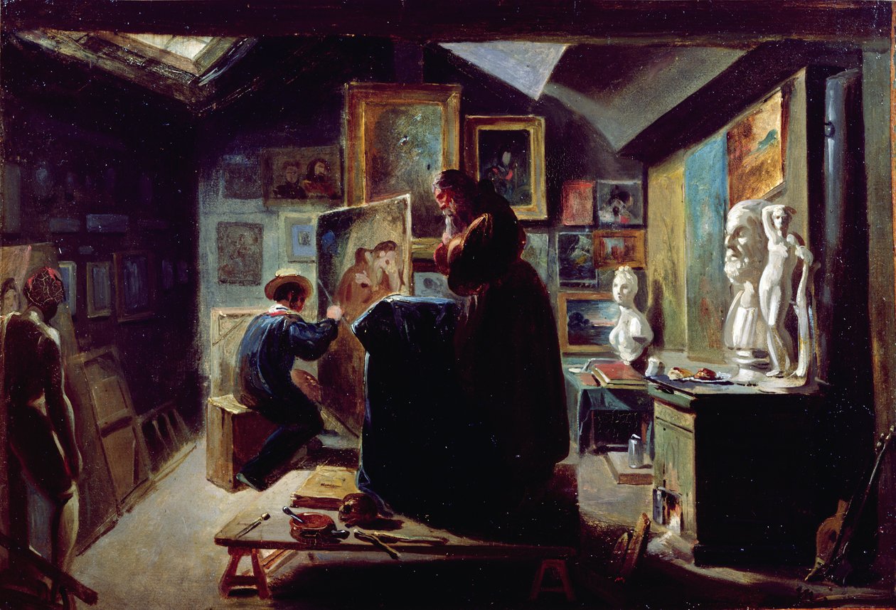 I Kunstnerens atelier, 1820-30 av Achille Devéria