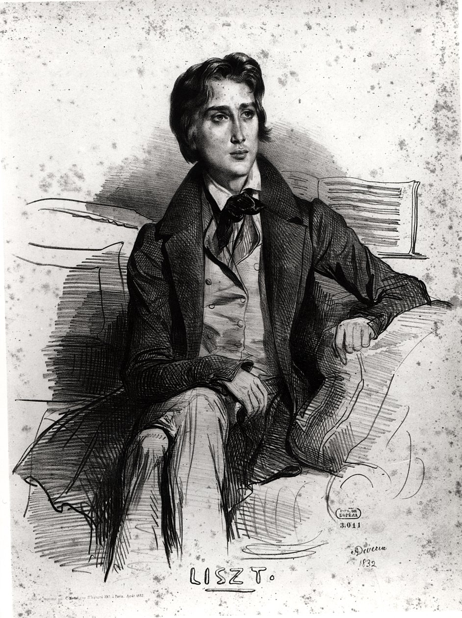 Portrett av Franz Liszt (1811-86) august 1832 av Achille Devéria