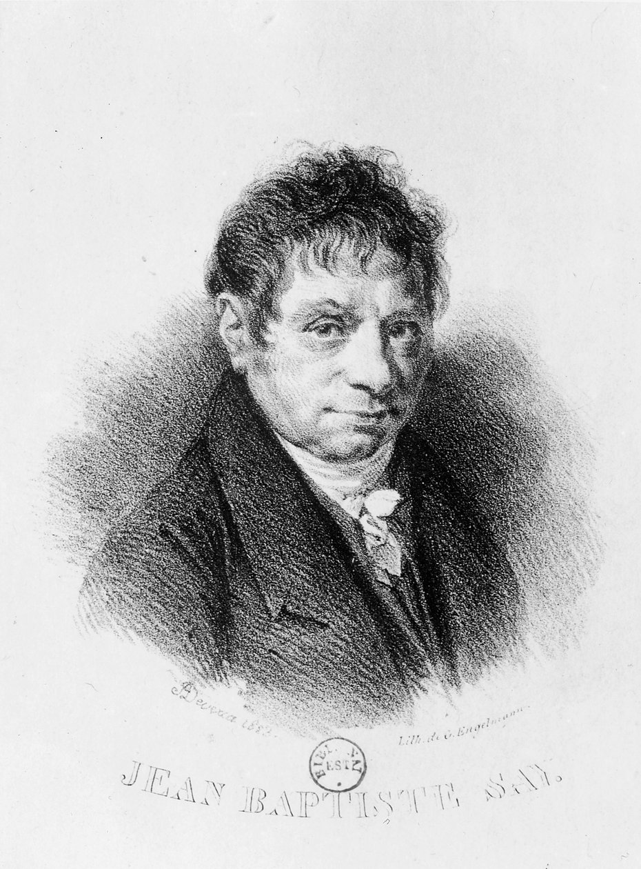 Portrett av Jean Baptiste Say (1767-1832) gravert av Godefroy Engelmann (1788-1839) (litografi) av Achille Devéria