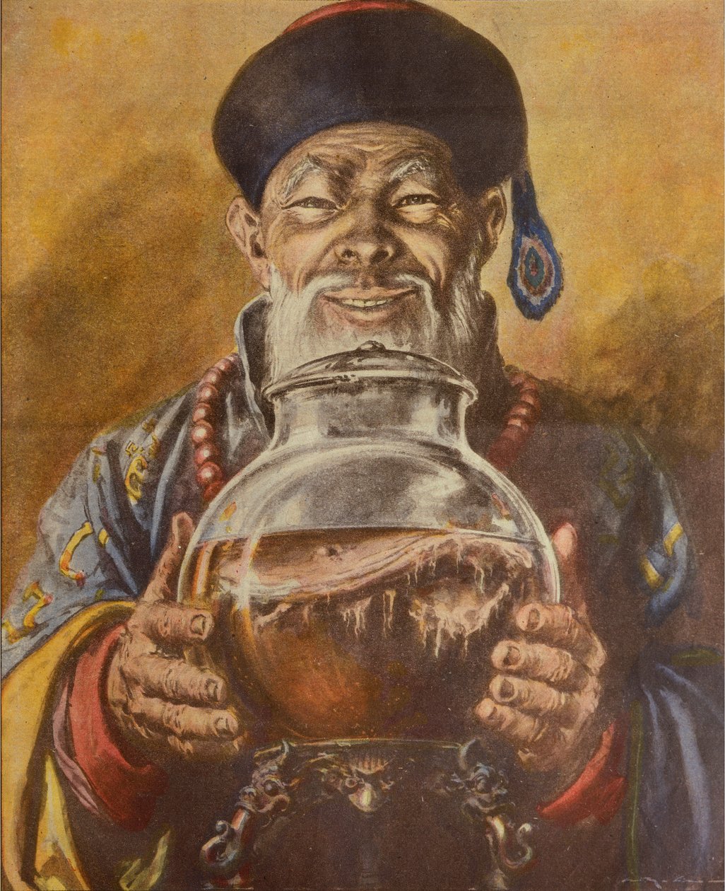 Kinesisk sopp, av Achille Beltrame, illustrasjon, illustratør Walter Molino (1915-1997), fra La Domenica del Corriere av Achille Beltrame