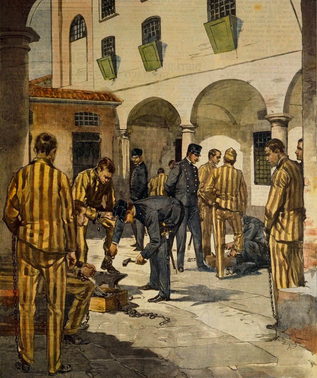 Sivile reformer: avskaffelse av lenker i Italias fengsler, av Achille Beltrame (1871-1945), fra La Domenica del Corriere, 3. oktober 1902 av Achille Beltrame