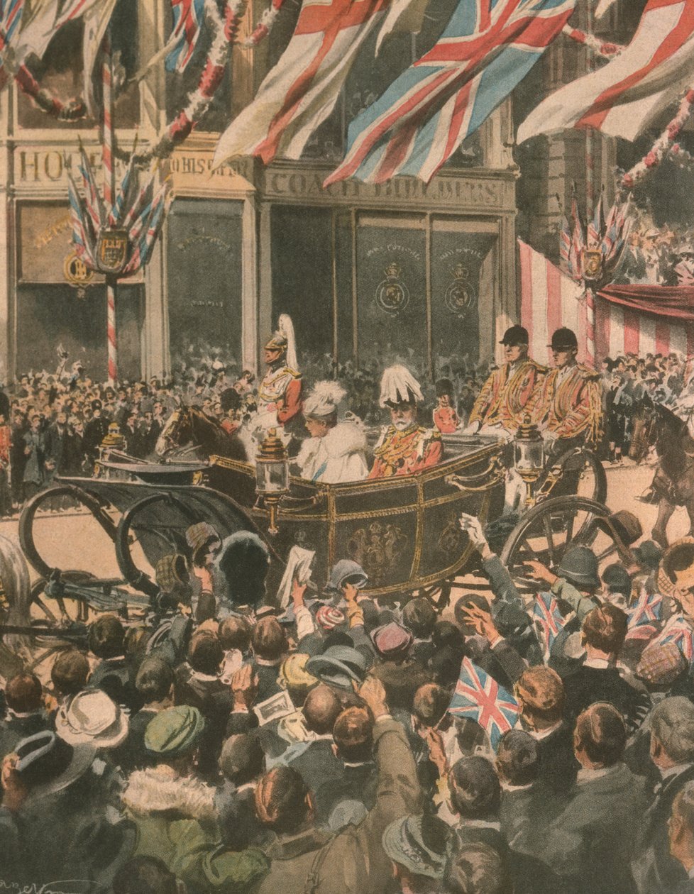 Forsideillustrasjon av kong George Vs jubileum; London, England av Achille Beltrame