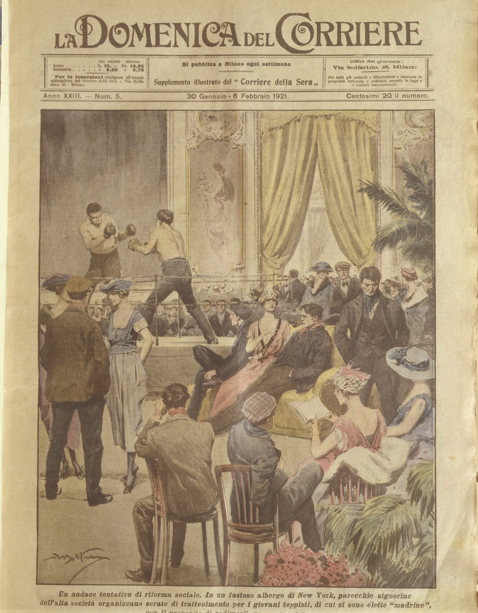 Forsideillustrasjon av New York-fest for unge mennesker som skal innløses av Achille Beltrame