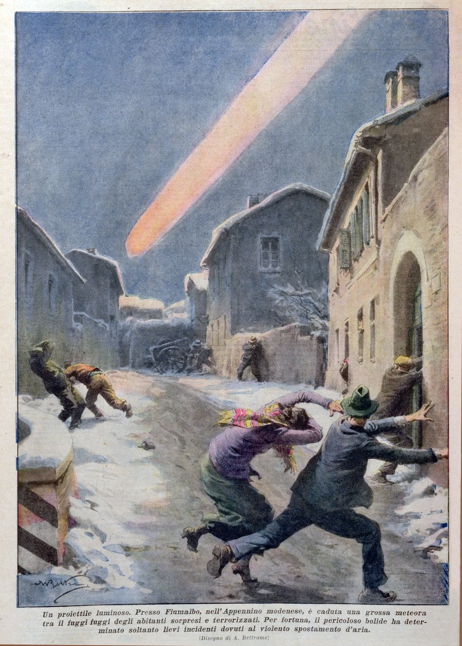 Fall av en meteoritt i Appenninene, Italia av Achille Beltrame
