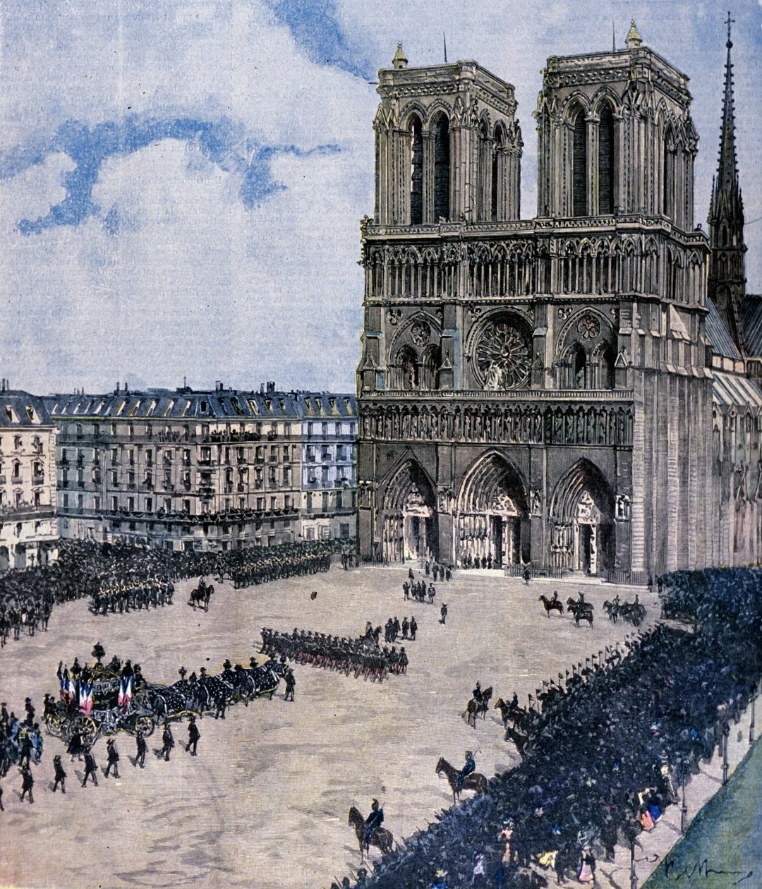 Begravelse av Felix Faure ved Notre Dame-katedralen i Paris i 1899 Illustrasjon av Achille Beltrame av Achille Beltrame