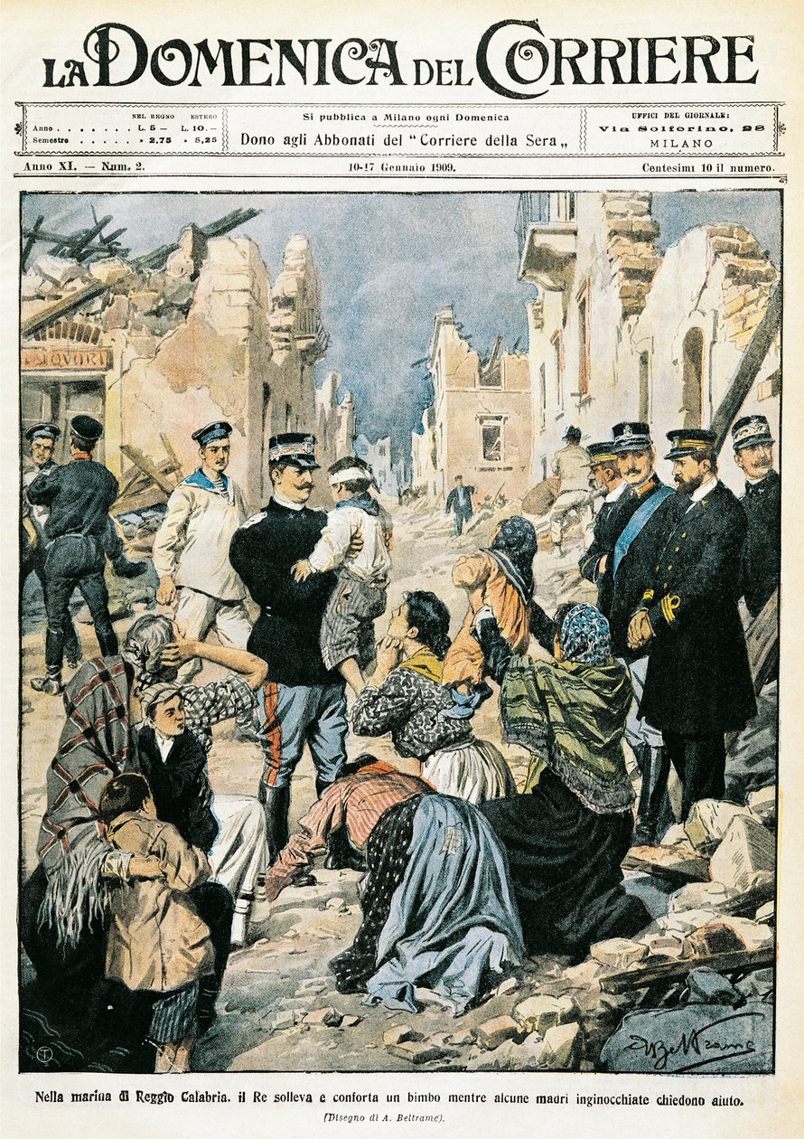 Italia, Milano, kongen av Italia besøker Reggio Calabria av Achille Beltrame