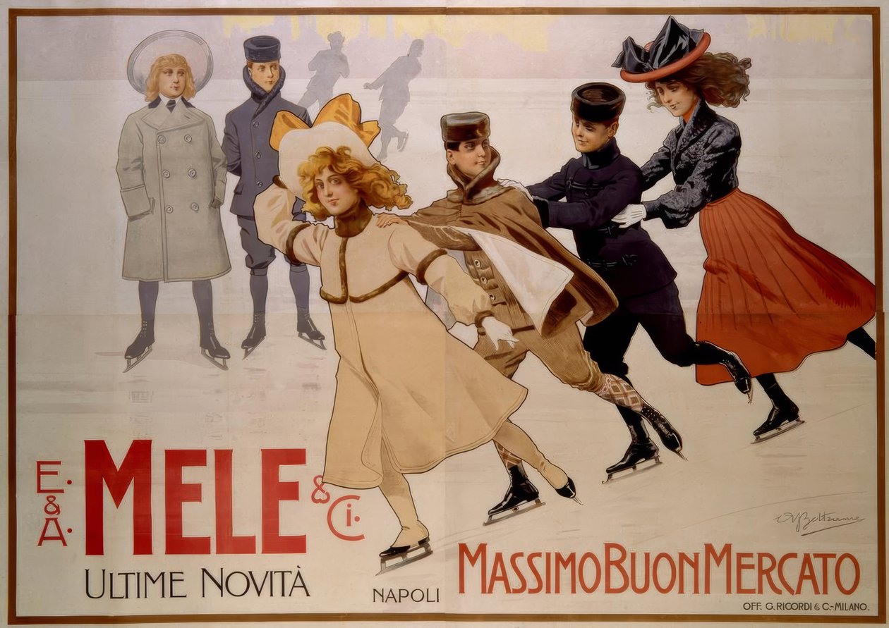 Ungdoms skøyteløpere / plakat 1902 av Achille Beltrame