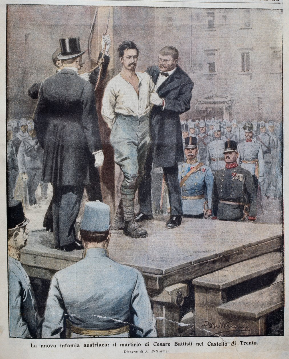 Martyrdøden til Cesare Battisti (1875-1916) 12. juli av Achille Beltrame