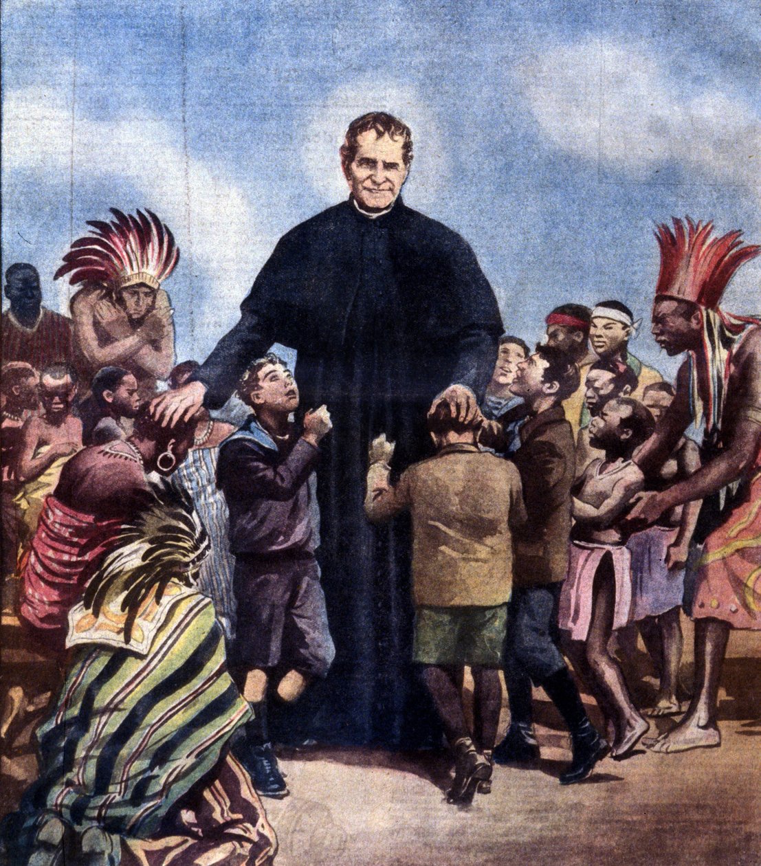 Saint John Bosco. Giovanni Bosco, også kjent som Don Bosco Italian Priest (1815-1888). Illustrasjon av Achille beltrame av Achille Beltrame