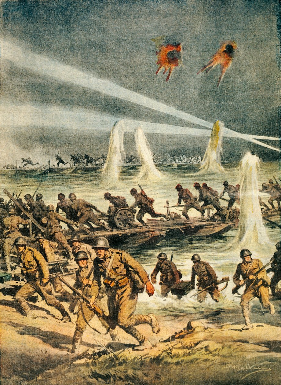 Den japanske fremmarsj i Kina under den kinesisk-japanske krigen (1937-1945), Achille Beltrame (1871-1945), fra La Domenica del Corriere, Kina, 1900-tallet av Achille Beltrame
