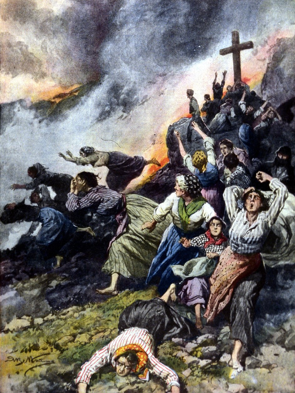 Etna-utbruddet på Sicilia i 1902. ill. av A. Beltrame. "La Domenica del Corriere"". av Achille Beltrame