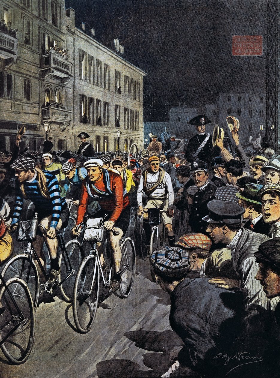 Tur i Italia med start fra Milano, fra La Domenica del Corriere, Italia av Achille Beltrame