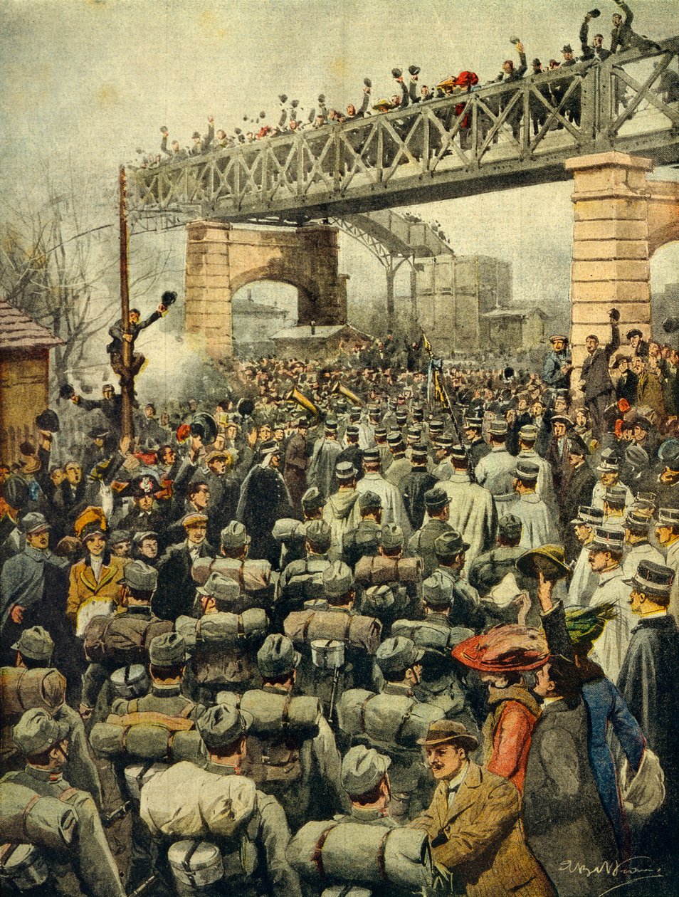 Triumferende retur av italienske tropper fra Libya i Milano, illustratør Achille Beltrame (1871-1945), fra La Domenica del Corriere, 26. januar 1913. av Achille Beltrame
