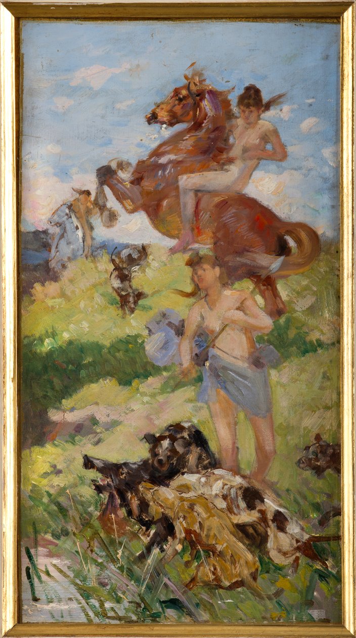 Jaktscene av Achille Boschi