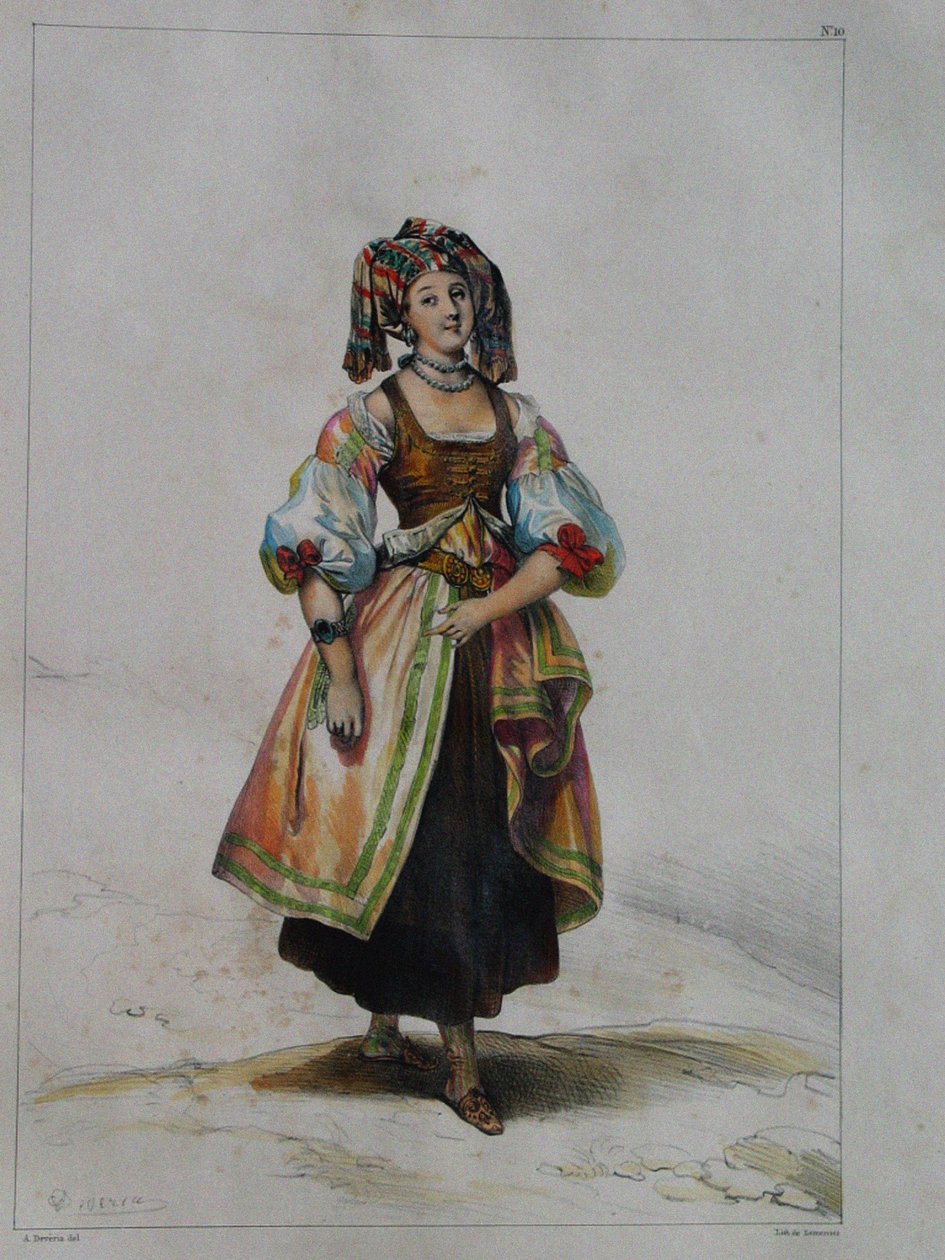Kvinne i russisk kjole, ca. 1843 av Achille Devéria