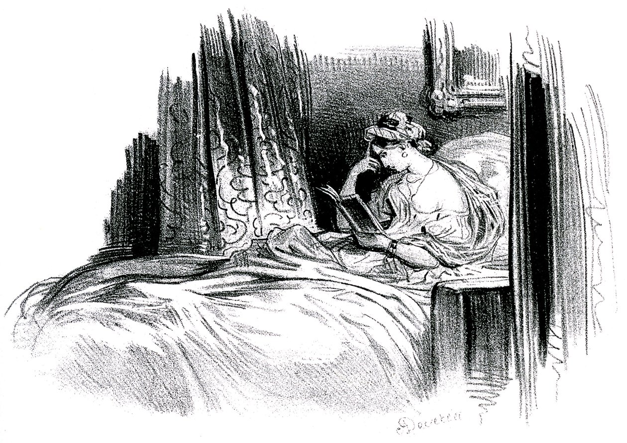 Madame Bovary for romanen av Gustave Flaubert av Achille Devéria