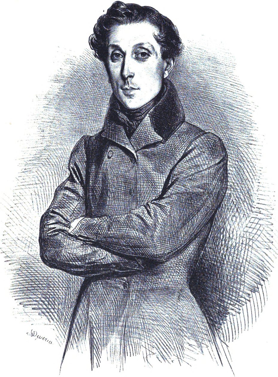 Portrett av den franske arkitekten Alphonse de Gisors, litografisk portrett av Achille Devéria