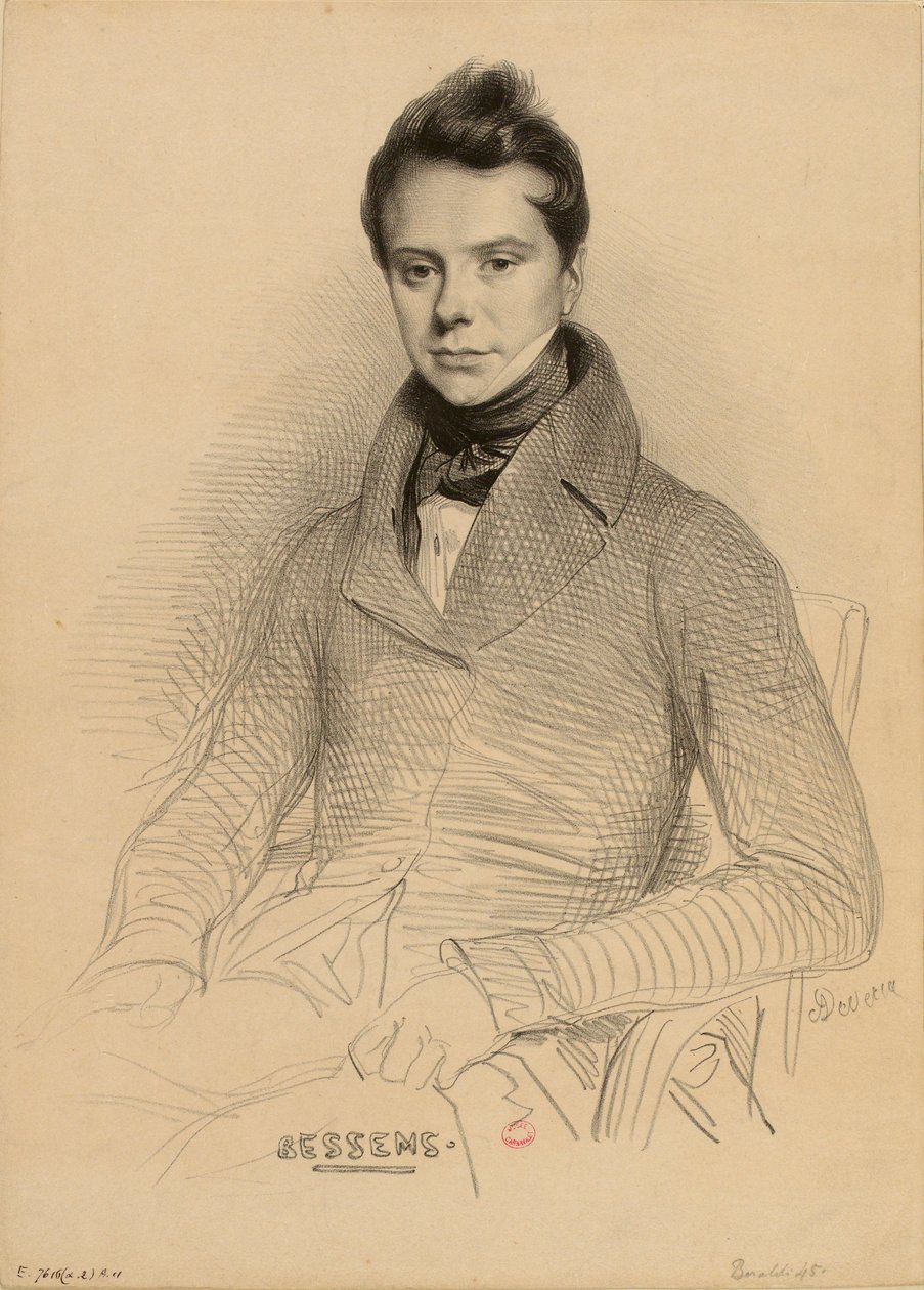 Portrett av fiolinisten og komponisten Antoine Bessems 1806-1868, 1832. av Achille Devéria