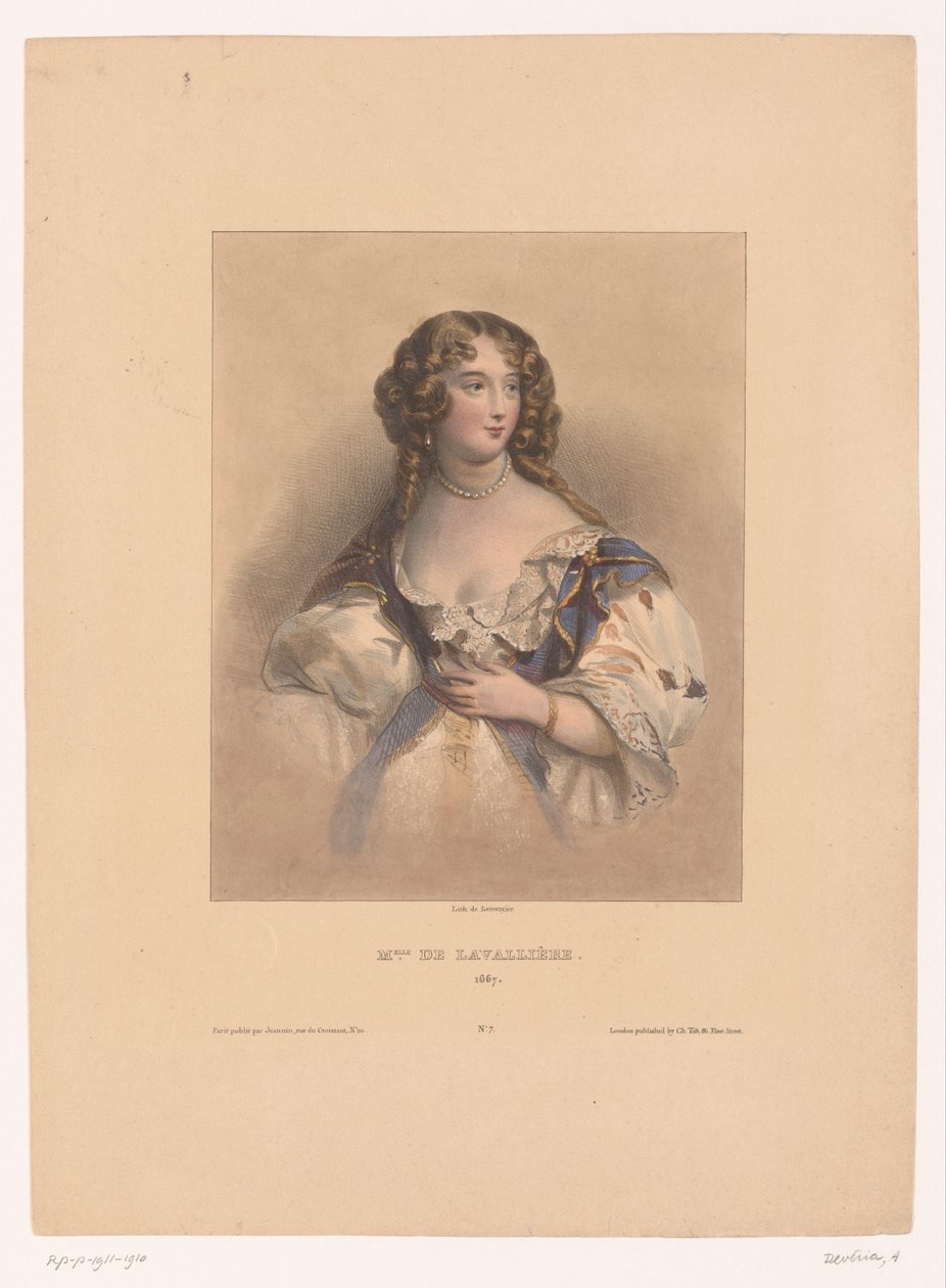 Portrett av Louise de La Valliere Miss de Lavallière, 1667 (tittel på objekt) av Achille Devéria