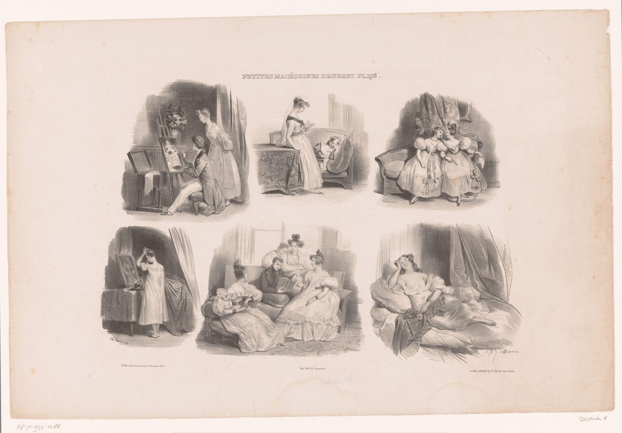 Seks forestillinger av unge kvinner i et interiør Små og varierte scener av Aubert (serietittel) Petites macédoines d