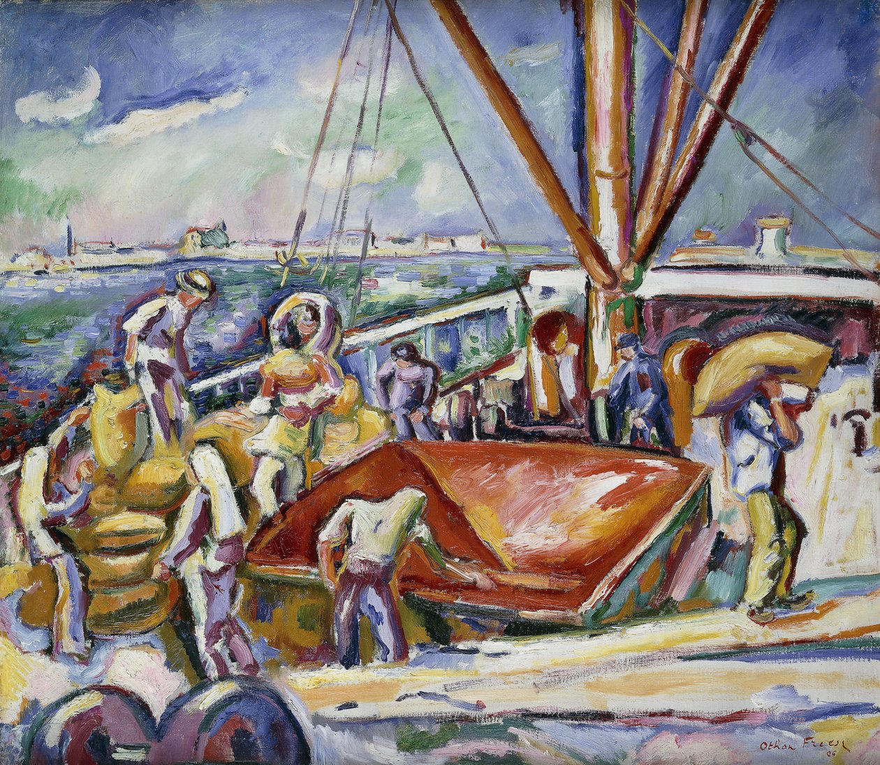 Havnearbeidere i havnen, Antwerpen; Avlastere i havnen, Antwerpen av Achille Emile Othon Friesz