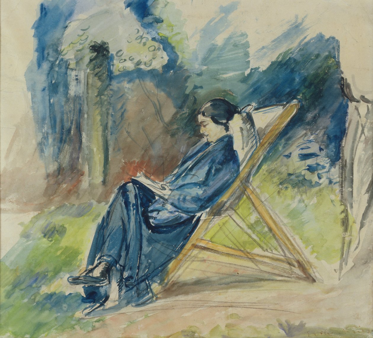 Kvinne i sjeselong, ca. 1935 (akvarell) av Achille Emile Othon Friesz
