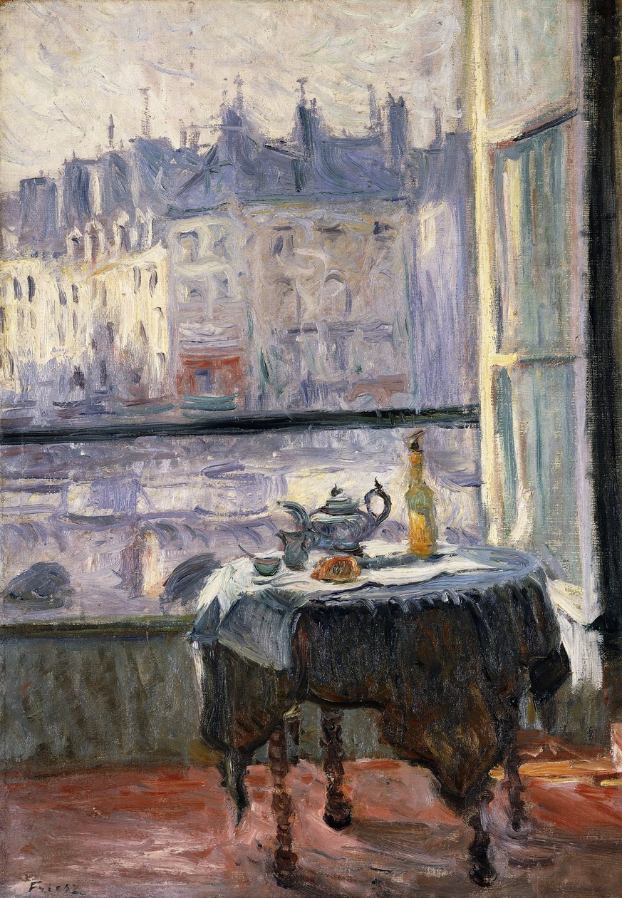 Stilleben i et åpent vindu; Natur Morte a la Fenetre Ouverte av Achille Emile Othon Friesz