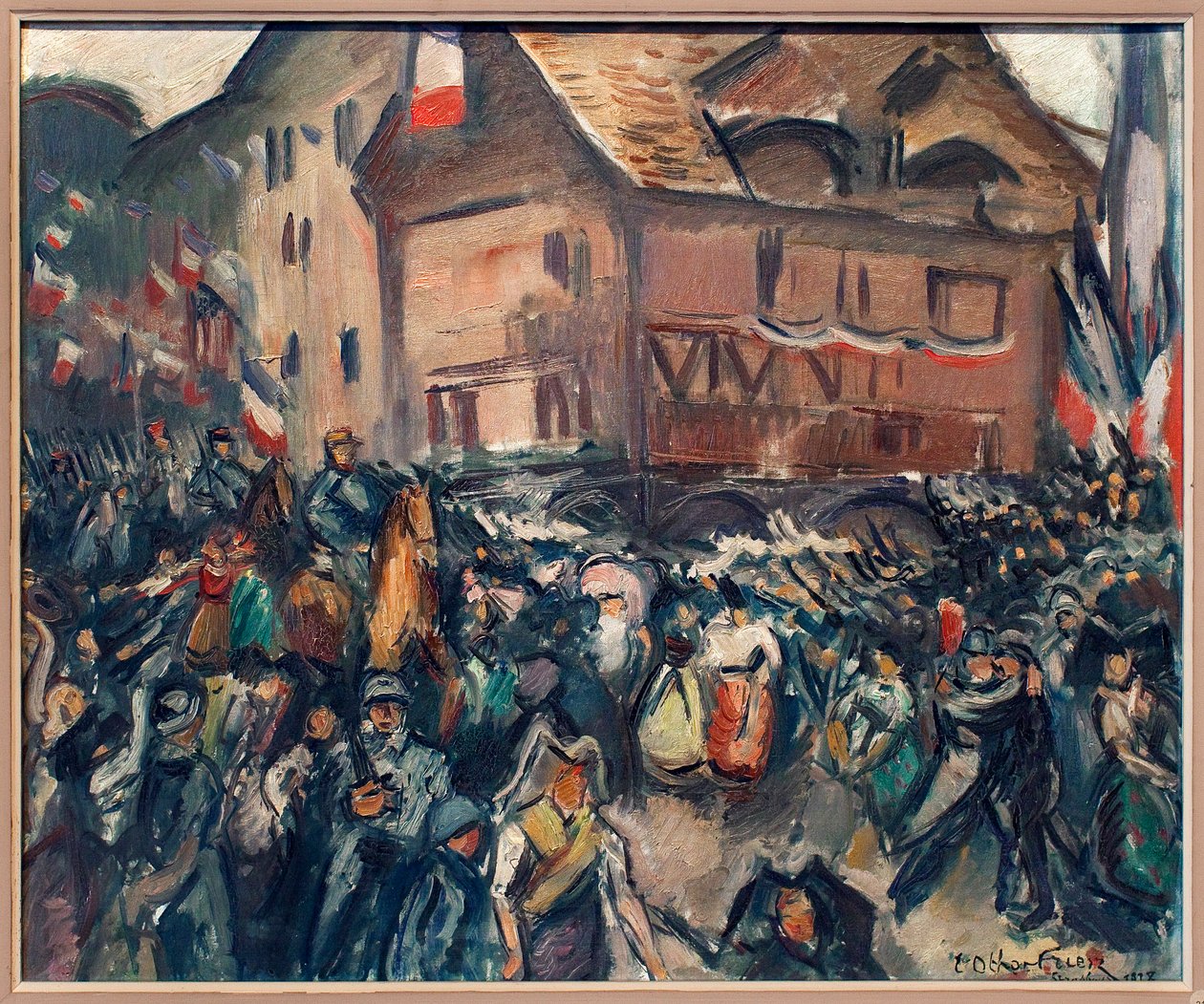 De franske troppenes inntog i Strasbourg (Bas Rhin, Frankrike), 22. november 1918. Maleri av Emile Othon Friesz (1879-1949), Olje på lerret av Achille Emile Othon Friesz