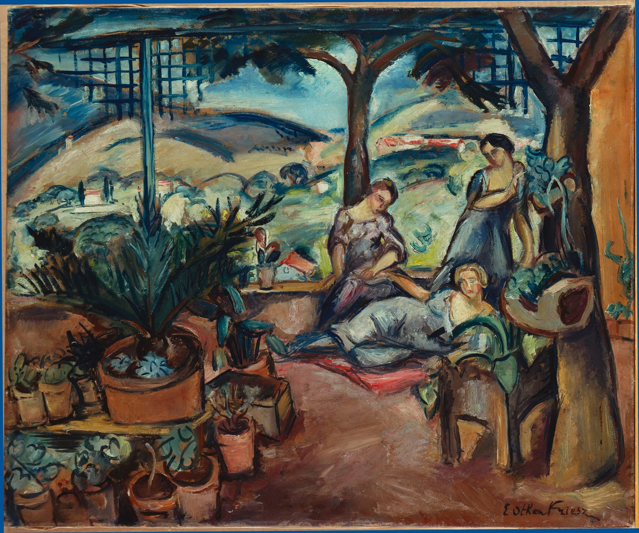 Kvinner på terrassen (olje på lerret) av Achille Emile Othon Friesz