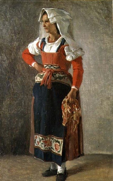 Portrett av en bonde fra Romas omgivelser (olje på papir) av Achille Etna Michallon