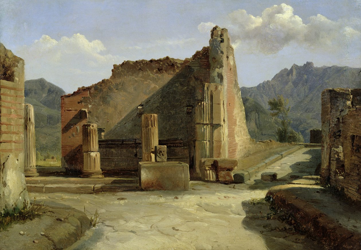 The Forum of Pompeii (olje på lerret) av Achille Etna Michallon