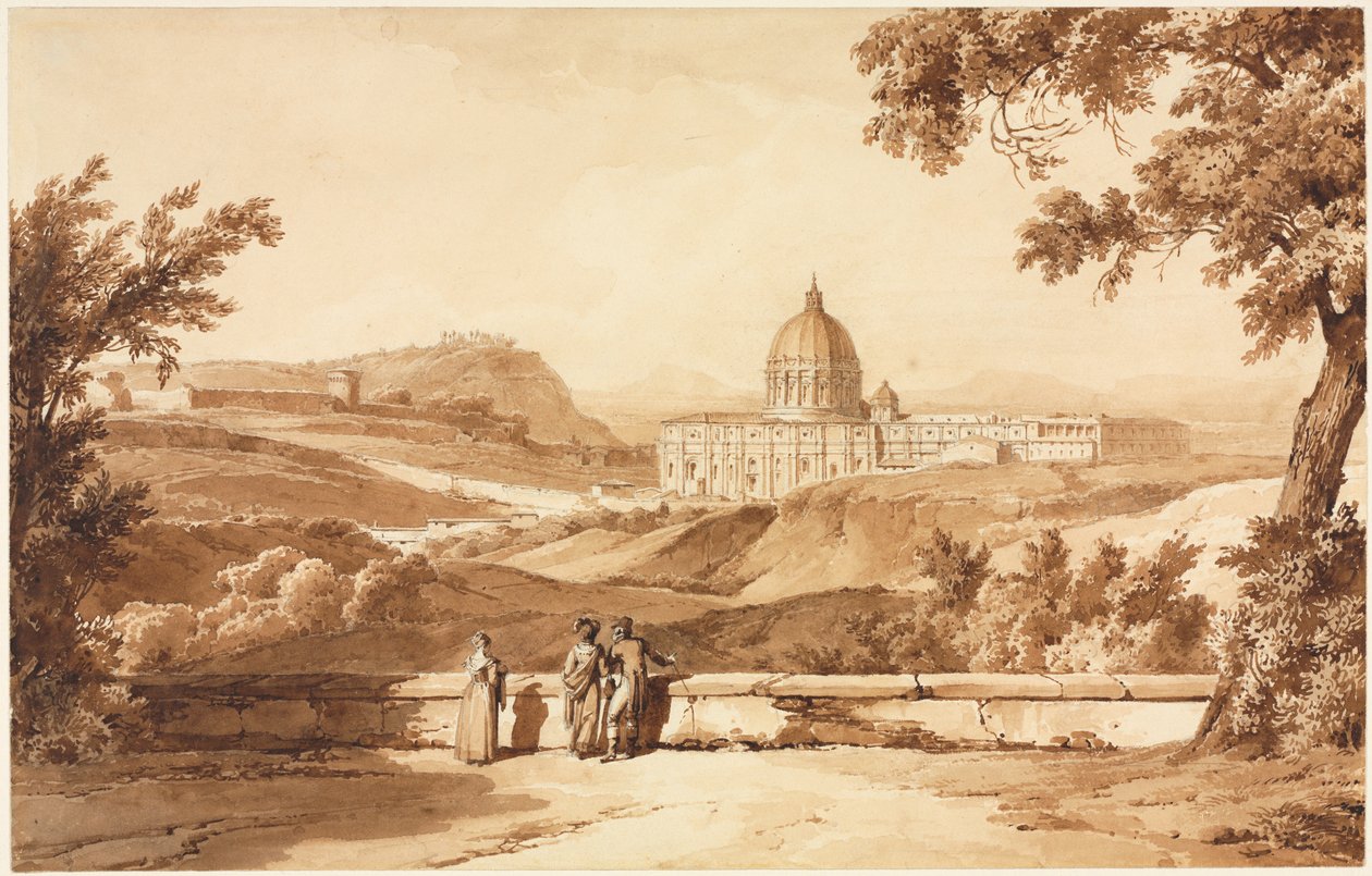 Utsikt over St. Peters, Roma, ca. 1817-1820. av Achille Etna Michallon