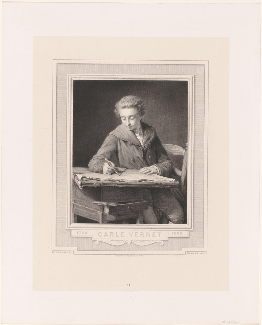 Portret van Carle Vernet Carle Vernet (title on object) av Achille Jacquet