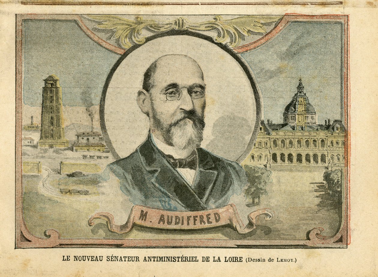 Illustrasjon av Achille Lemot (1846-1909) i Le Pelerin, 06/11/04 - Den nye antiministerielle senatoren i Loire - Senat, Loire - Senator, Audiffred Honore (1840-1917) av Achille Lemot
