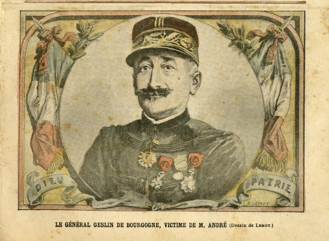 Illustrasjon av Achille Lemot (1846-1909) i Le Pelerin, 27/03/04 - General Geslin av Burgund. Andrew - Army, Case of the Cards - Andrew Louis, generalgeneraler, Julius Henry Geslin av Burgund (1812-1897) av Achille Lemot