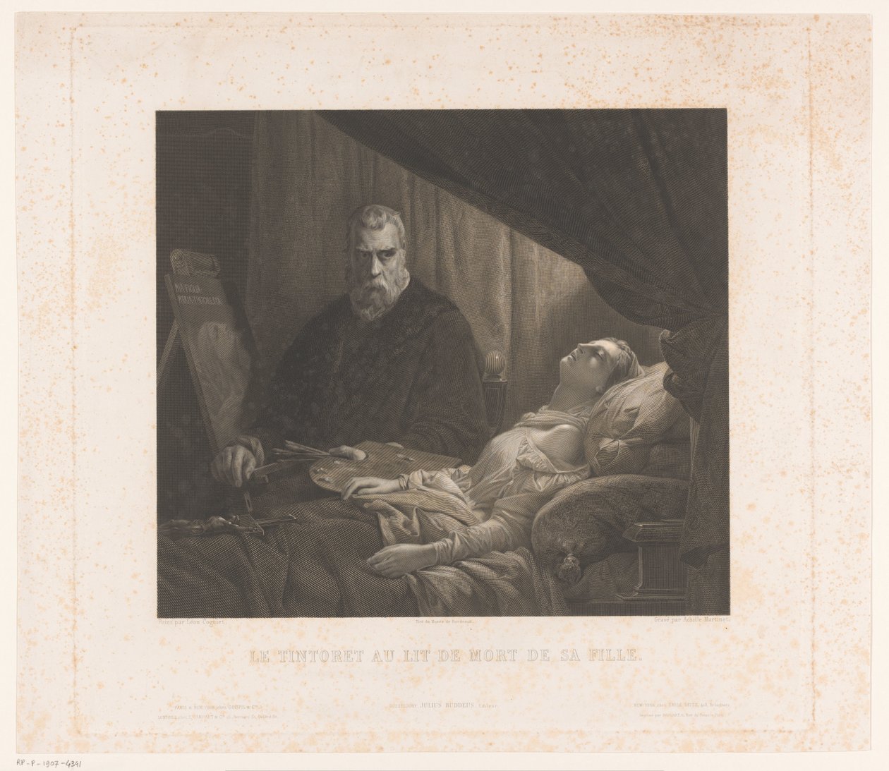 Il Tintoretto skildrer datteren hans på dødsleiet Le Tintoret au lit de mort de sa fille (tittel på objekt) av Achille Louis Martinet