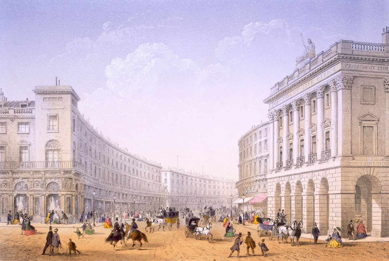 The Quadrant and Regent Street, London, 1862. av Achille Louis Martinet