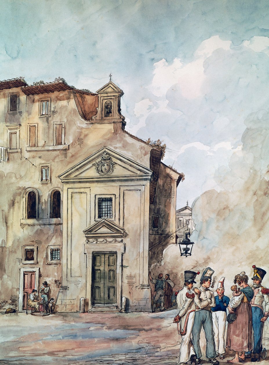 De fire nasjoners kirke i Roma, av Achille Pinelli (1809-1841), Italia av Achille Pinelli
