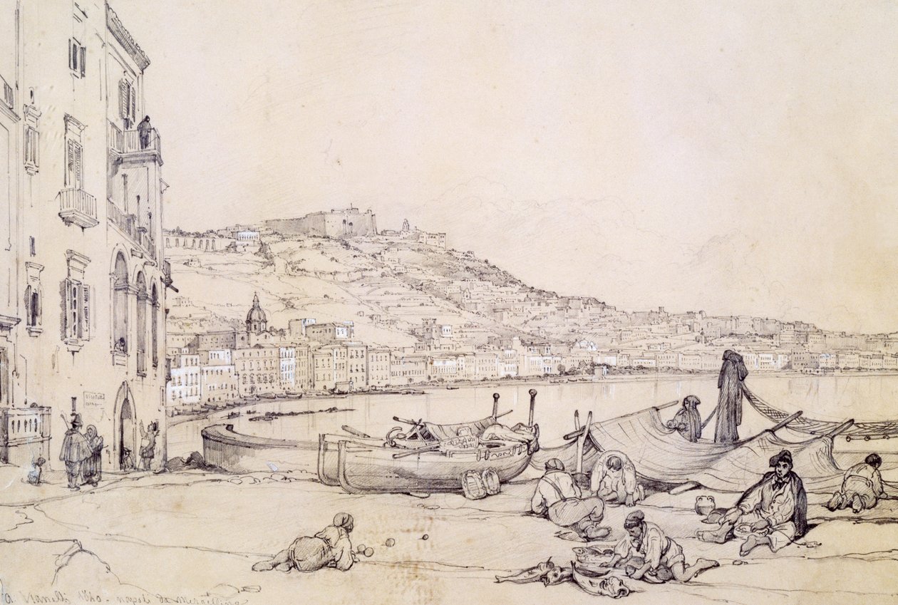 Utsikt over Napoli fra Margellina av Achille Vianelli
