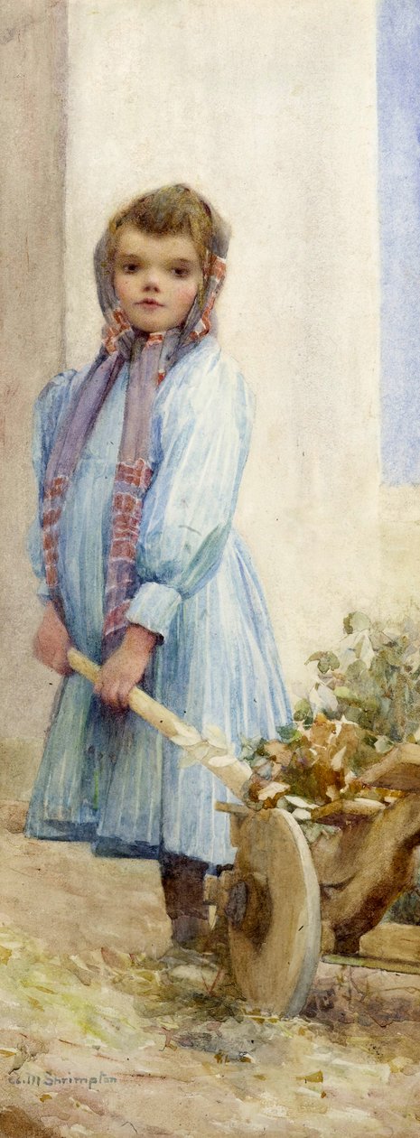 En italiensk bondepike, ca. 1900 (wc på papir) av Ada M. Shrimpton