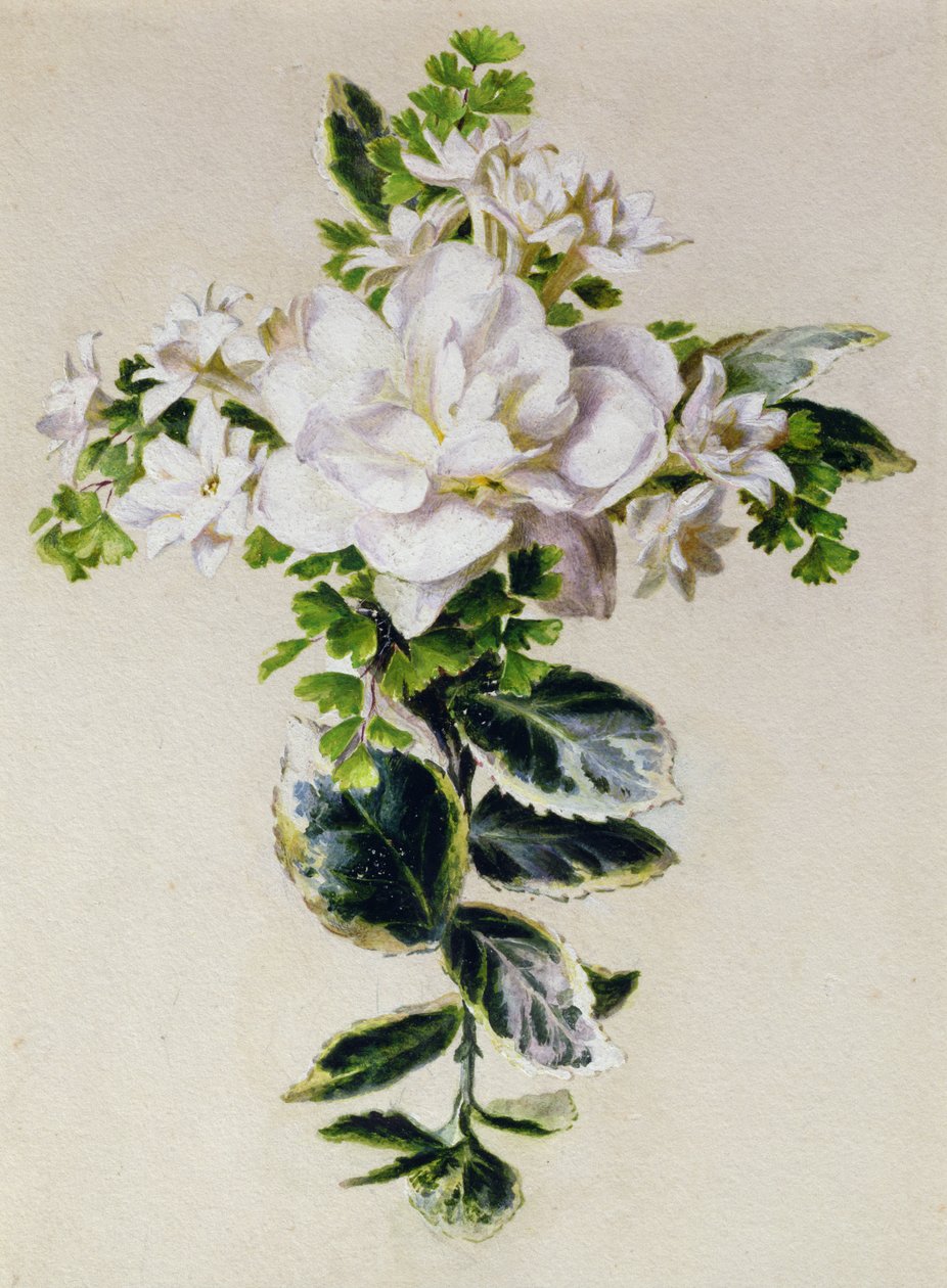Et blomsterkors (akvarell på papir) av Ada Hanbury