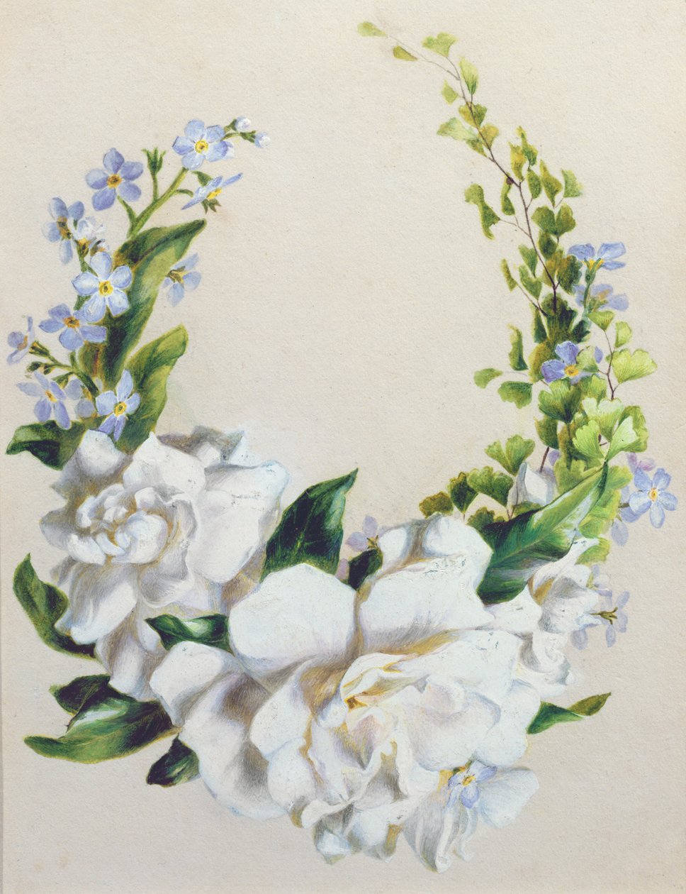Flower Garland (akvarell på papir) av Ada Hanbury