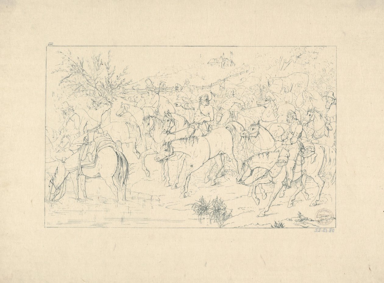 General Stuarts retur fra Pennsylvania fra Confederate War Etchings, 1861-63. av Adalbert John Volck