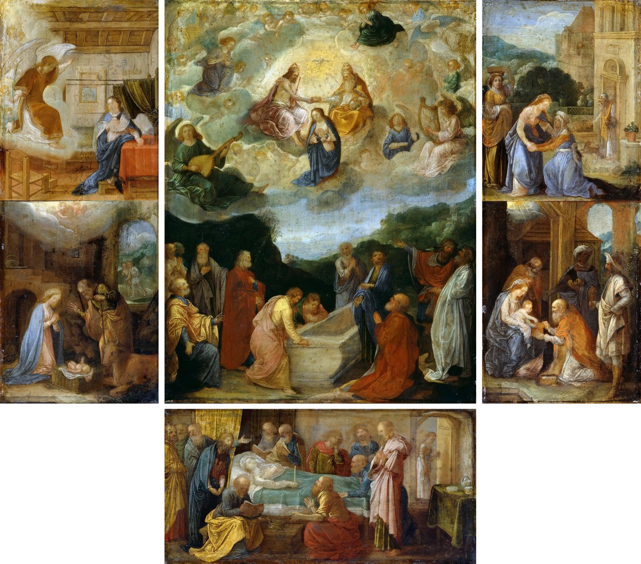 Husalter med seks scener fra jomfru Marias liv av Adam Elsheimer