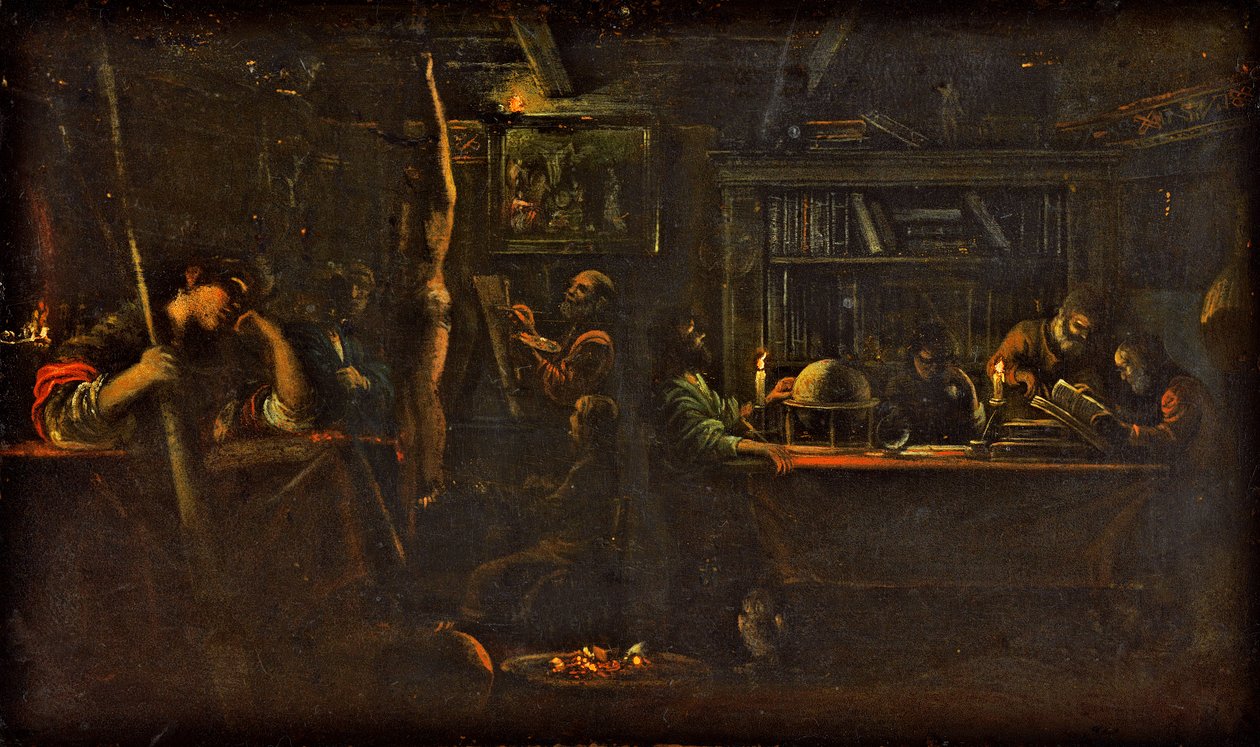 Minerva som beskytter av kunst og vitenskap, 1600-05 (olje på kobber) av Adam Elsheimer