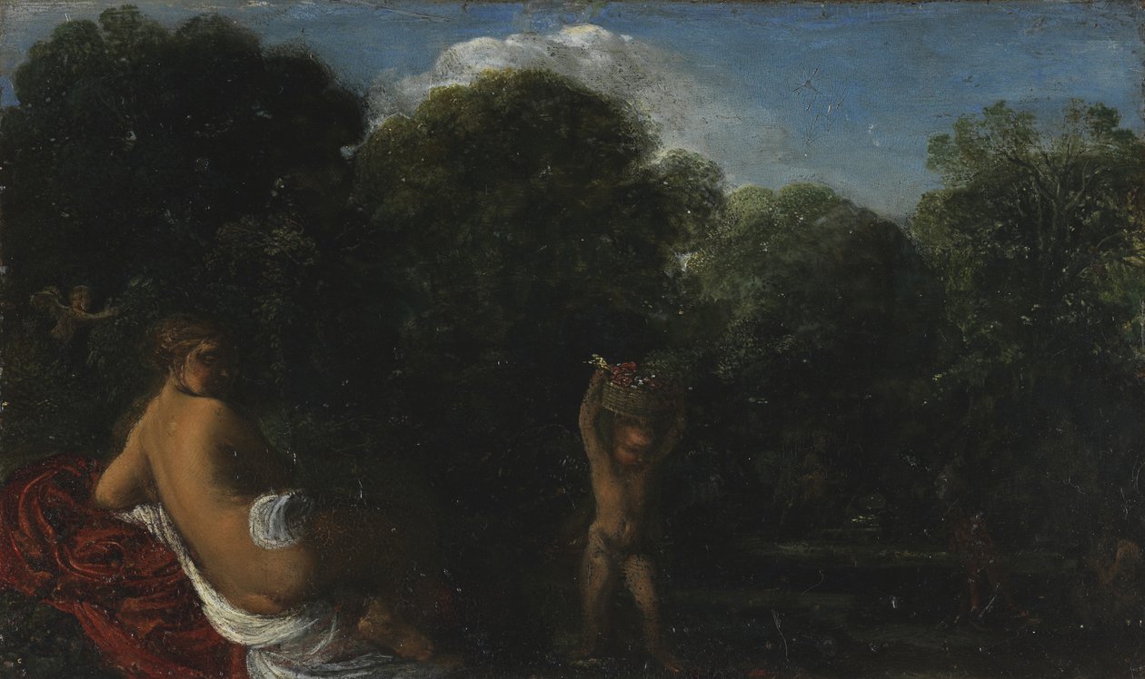 Venus og Amor, 1600-05 (olje på kobber) av Adam Elsheimer