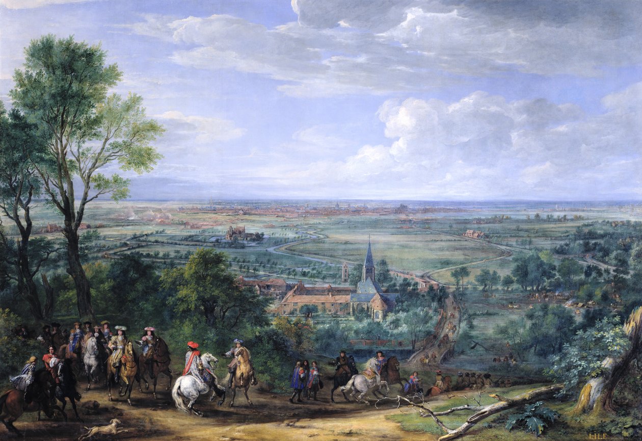Ludvig XIV (1638-1715) ved beleiringen av Lille vendt mot Priory of Fives, august 1667, ca. 1685 av Adam Frans van der Meulen